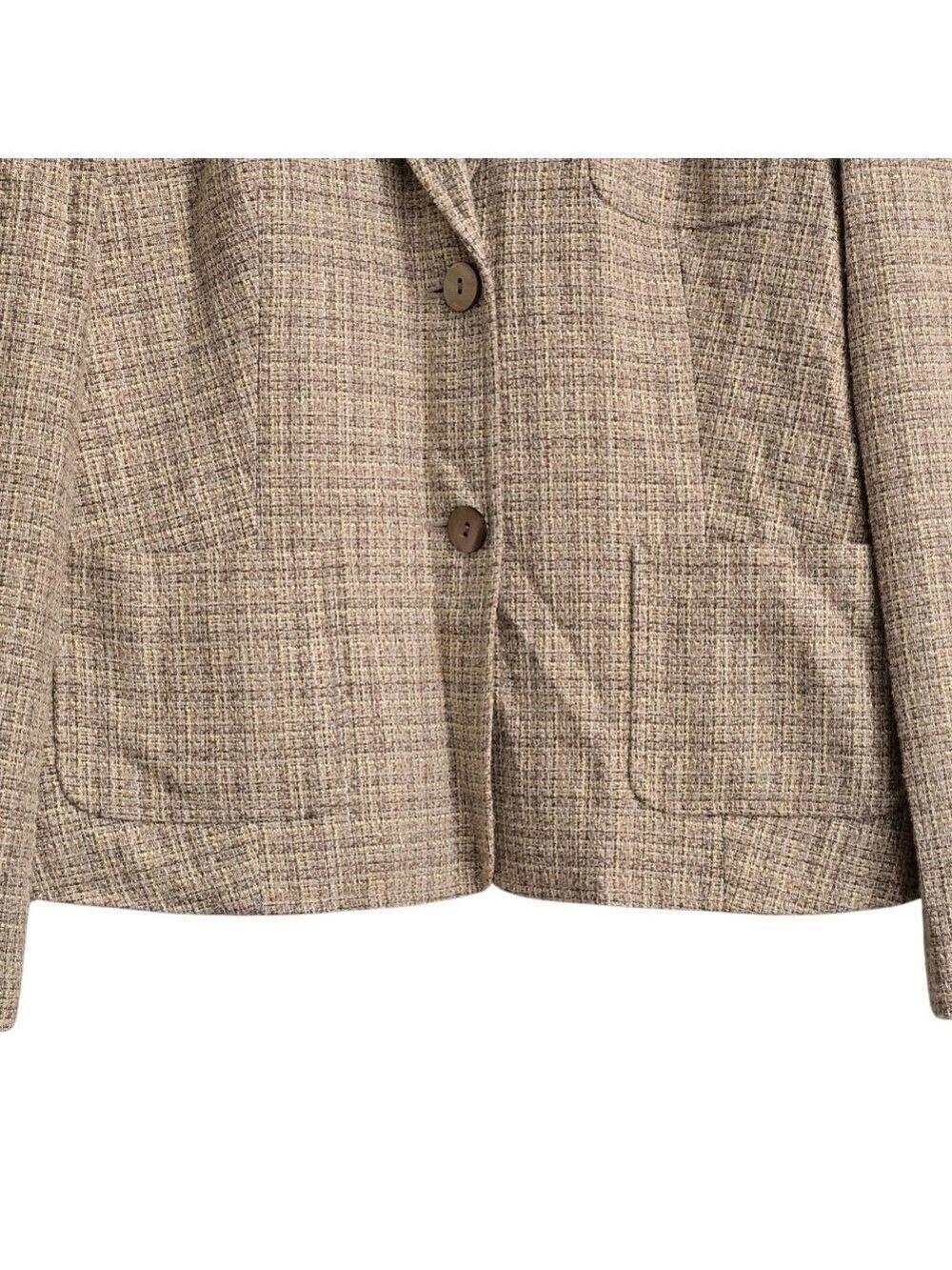 Talbots Vintage Tweed Linen Blend Peak Lapel Single Breasted Blazer Sz 8 - Picture 4 of 14